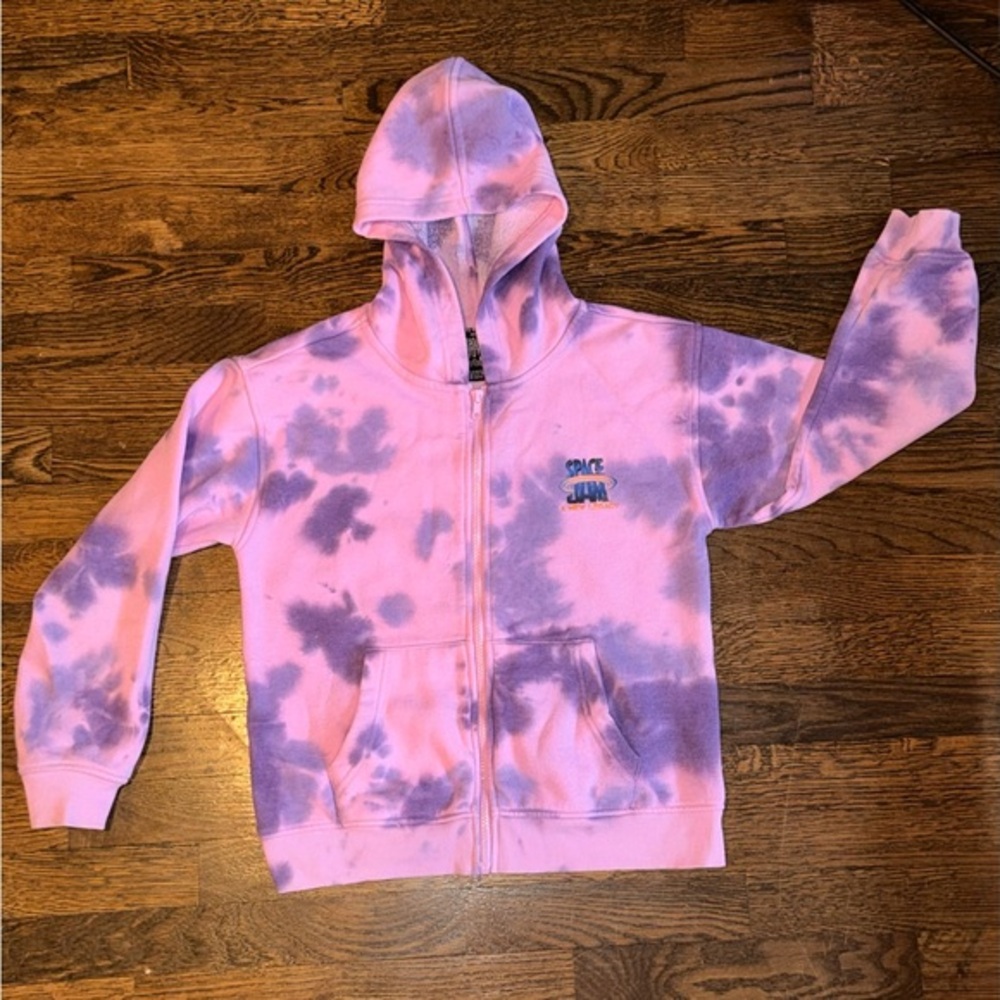 Forever 21 Girls - Space Jam Tie Dye Zip Hoodie Size 11/12 Large - Pink Purple